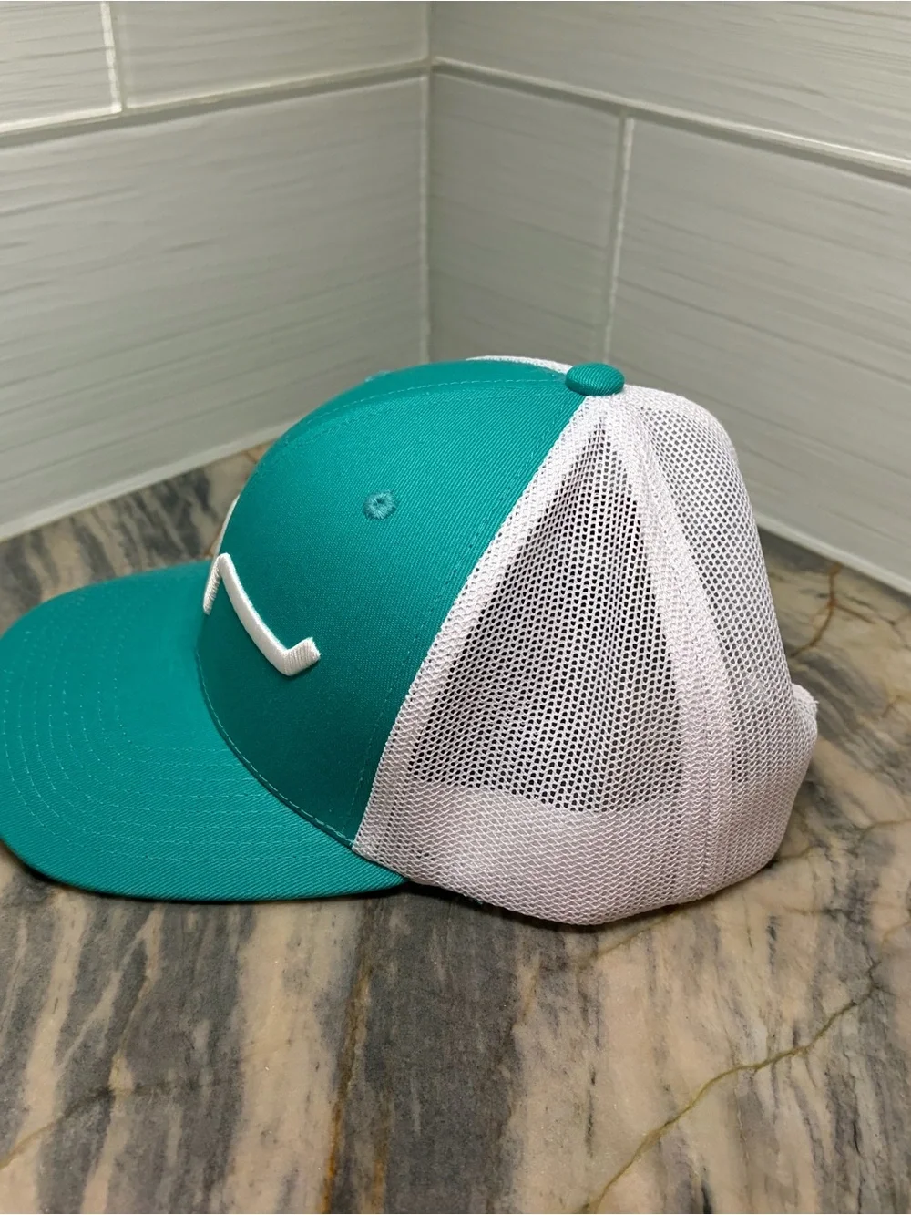 Kimes Ranch Adjustable Mesh Back Trucker Hat Teal White Western Men Longhorn